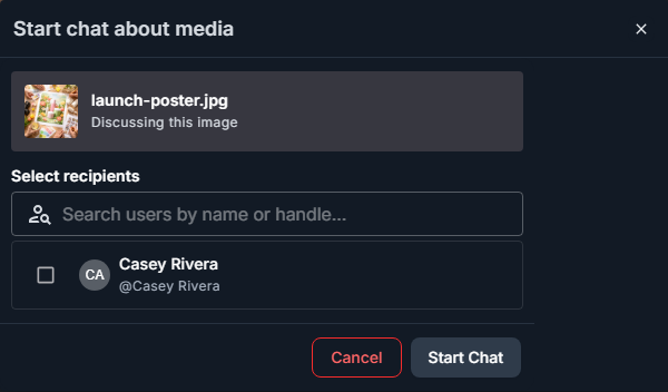 Start media chat dialog