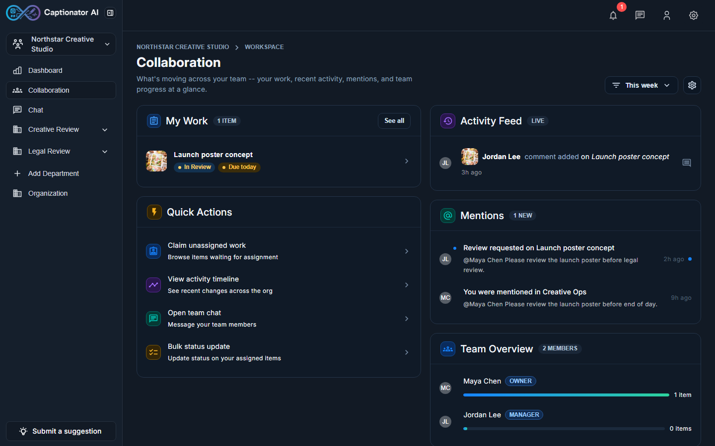 Collaboration screen overview