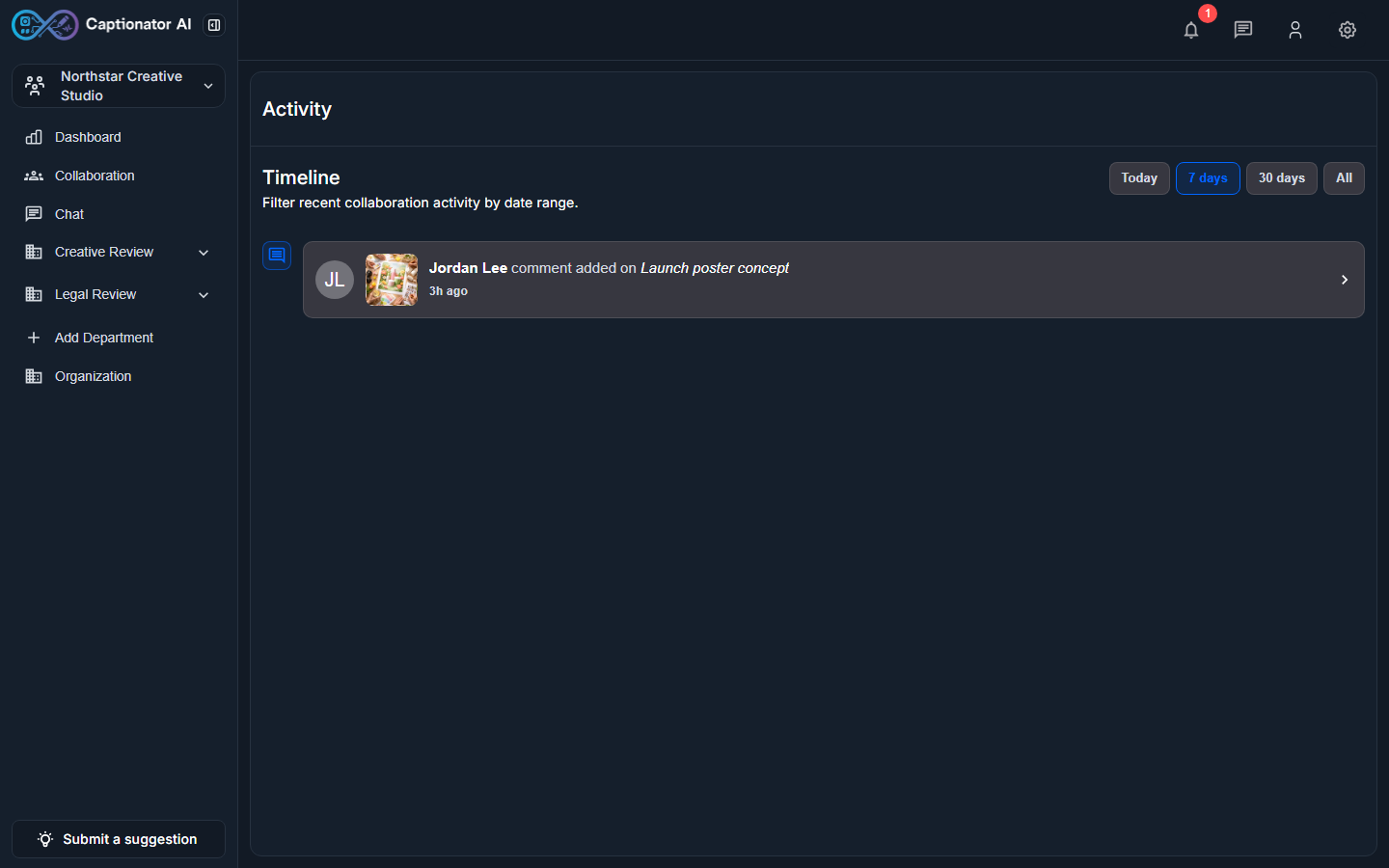 Activity timeline