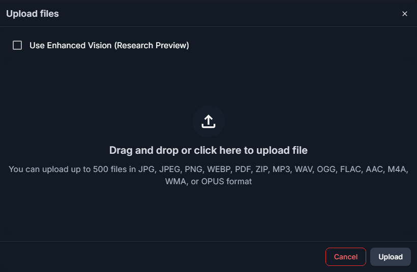 Empty upload dialog