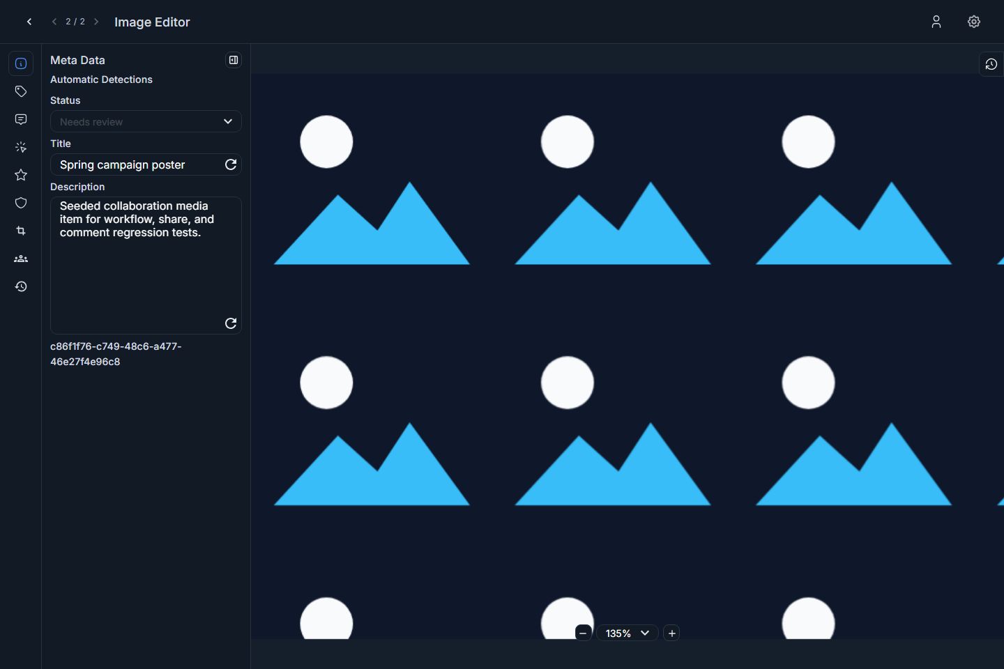 Image editor metadata