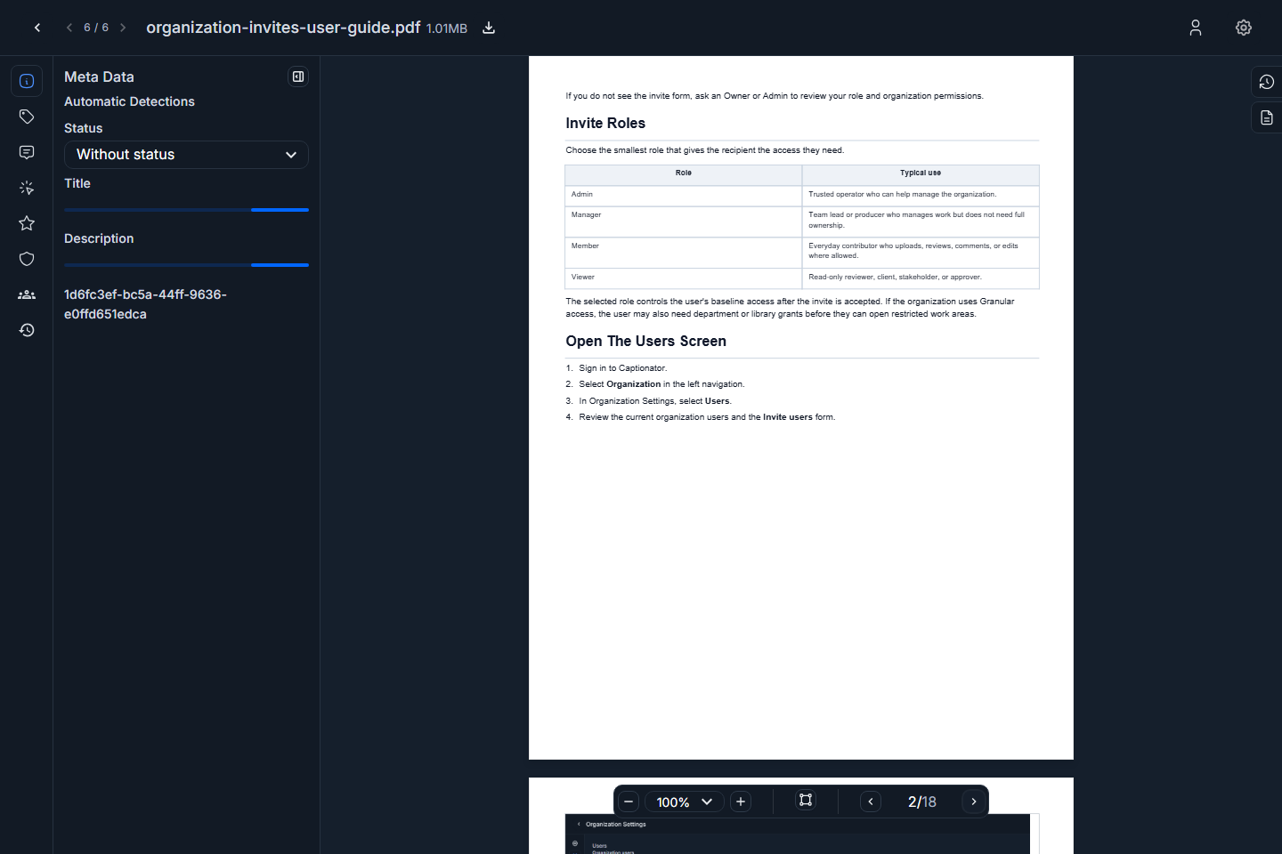 PDF page controls