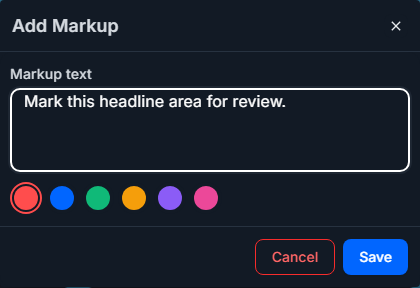 Image add markup dialog