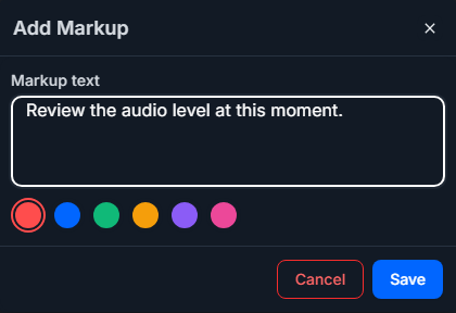 Audio add markup dialog