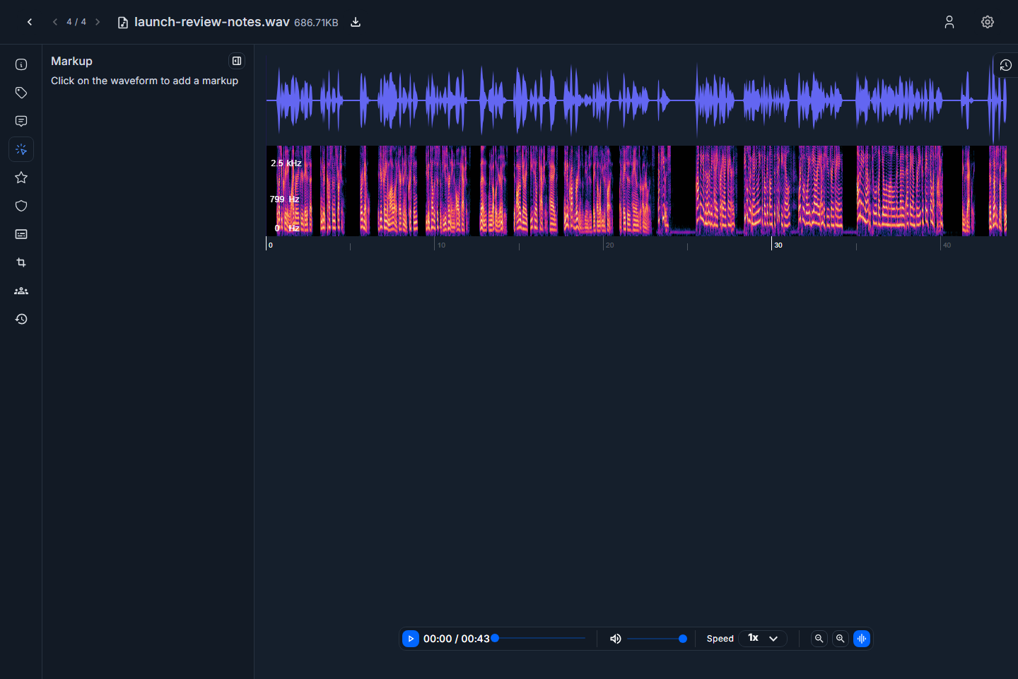 Audio markup tab