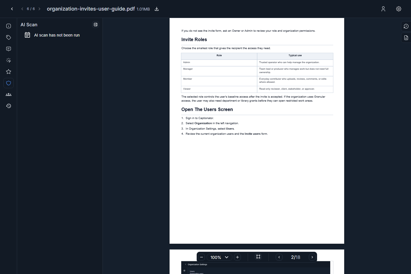 PDF AI scan tab