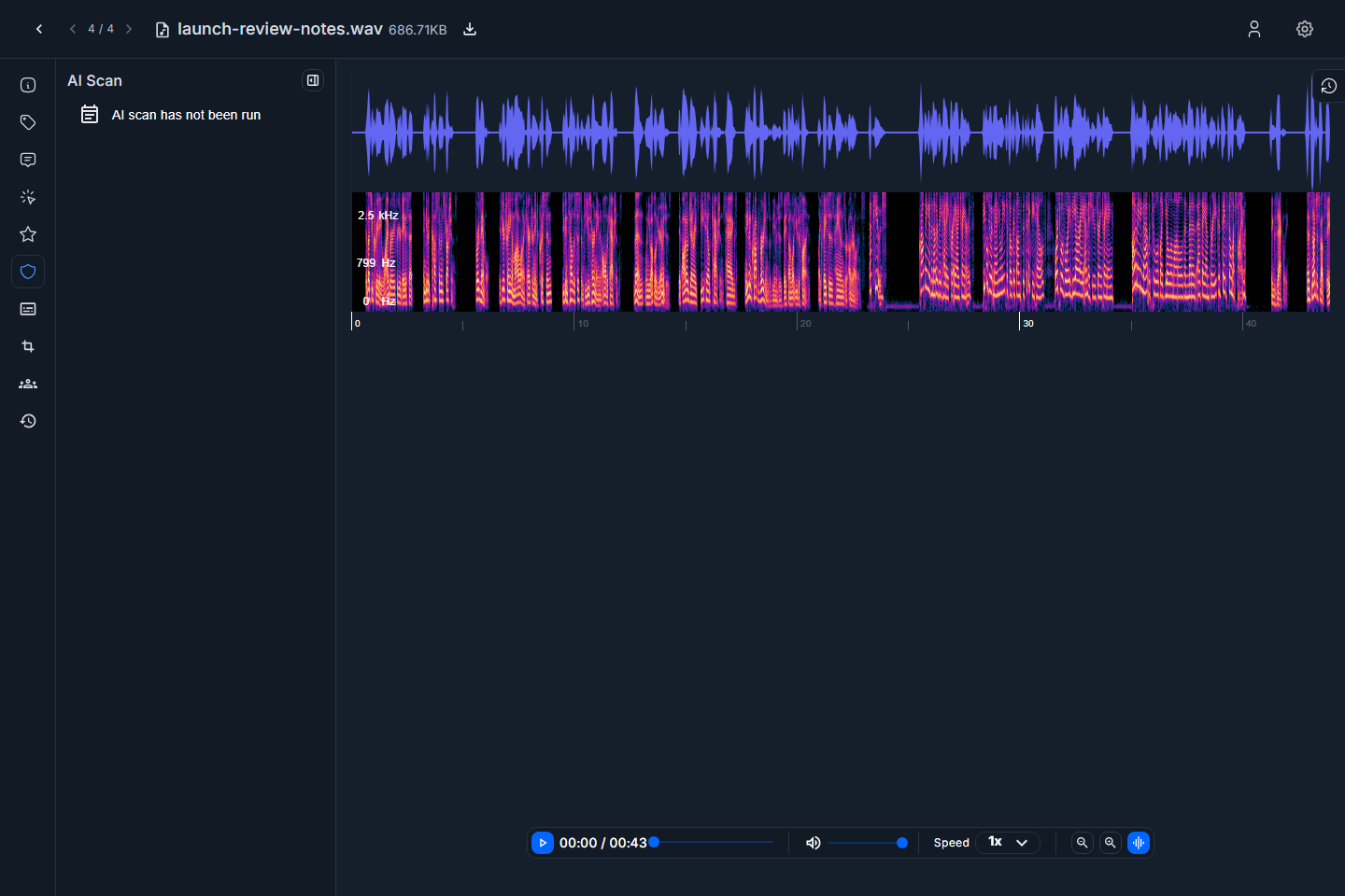 Audio AI scan tab