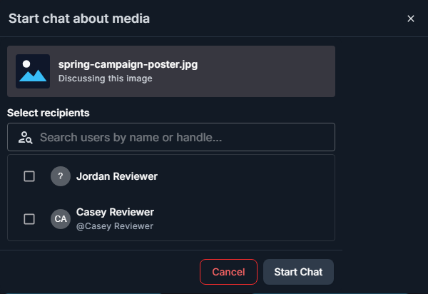 Image media chat dialog