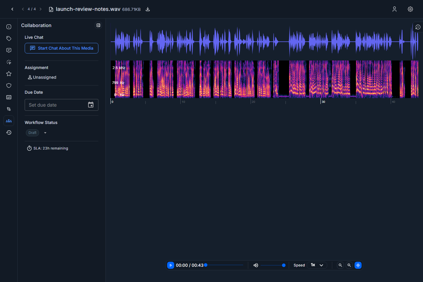 Audio collaboration tab