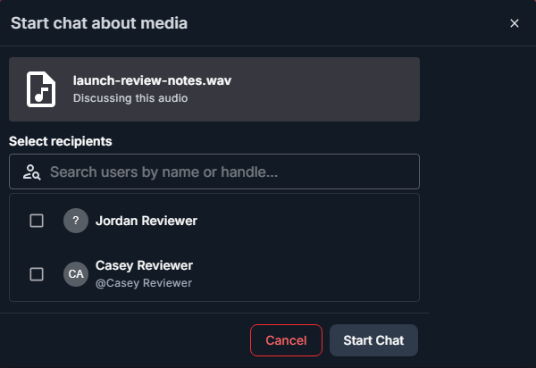 Audio media chat dialog