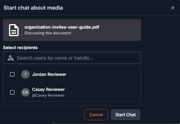 PDF media chat dialog