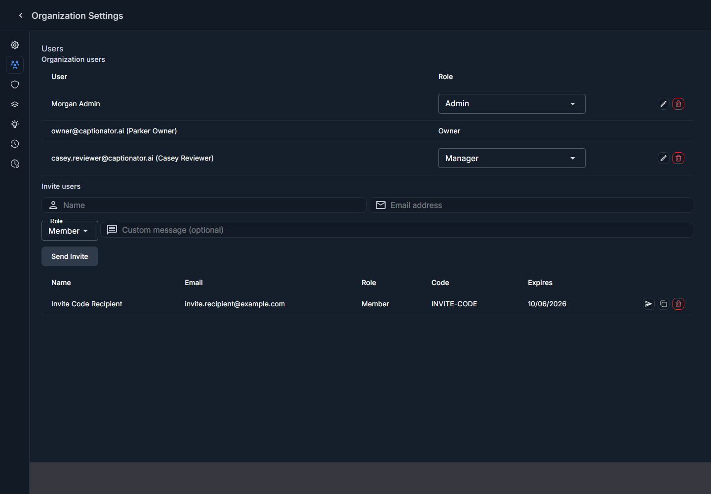 Pending invite code