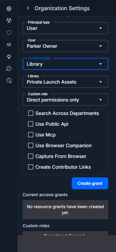 Granular permissions on a constrained viewport