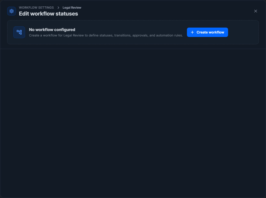 Create workflow empty state